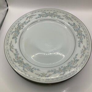 Somerset Blue, Pink & Green Flowers w/Blue Ribbon Silver Trimmed Plate